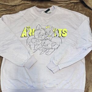 H&M White Aristocats Crew Neck Sweater